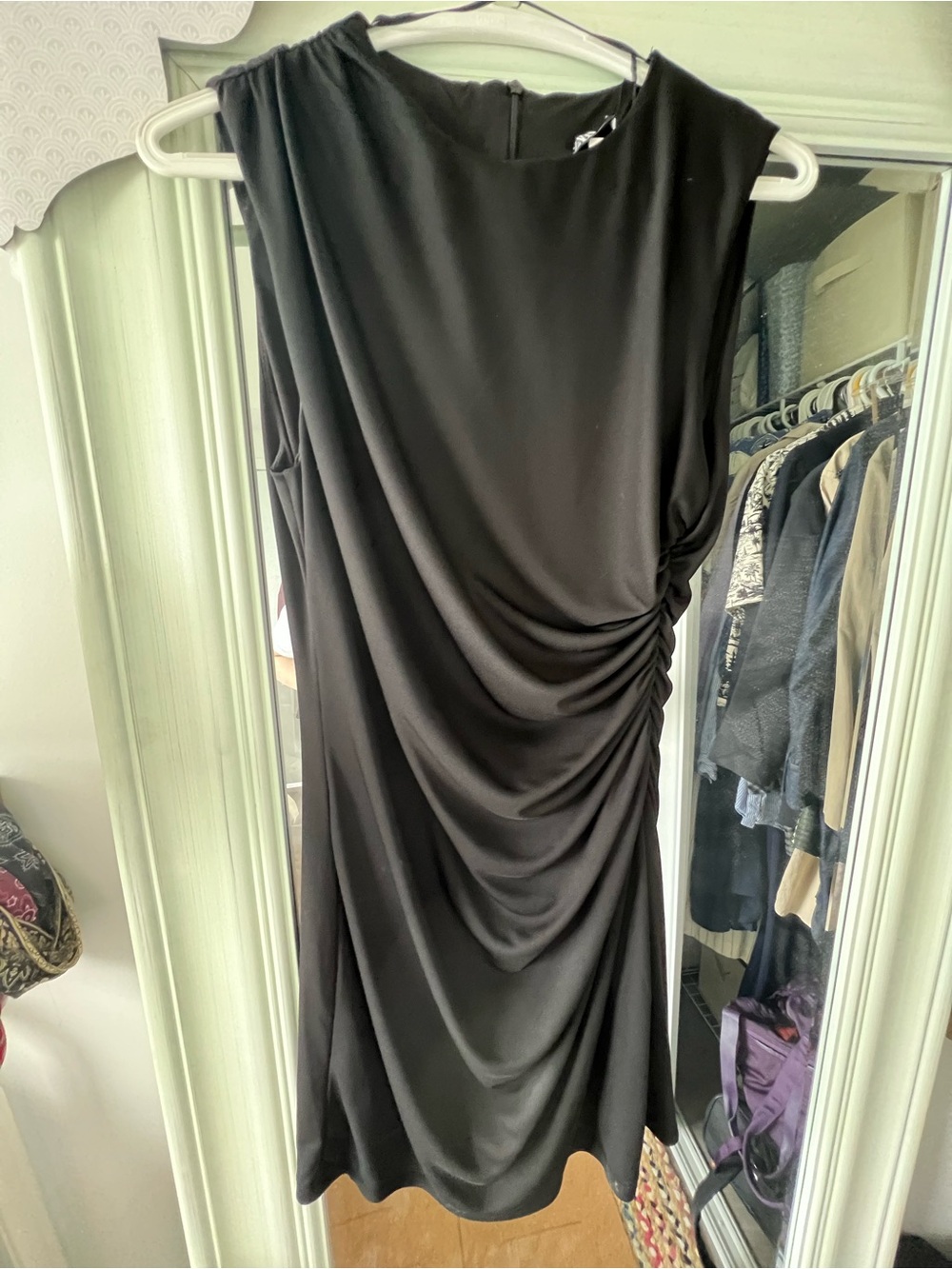 Zara Black Sleeveless Side-Ruched Cocktail Dress